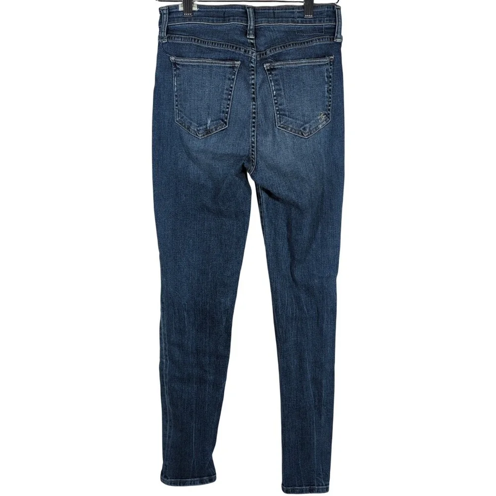 LOVERS + FRIENDS Mason High Rise Skinny Jeans Larchmont‎ Blue Distressed Size 28